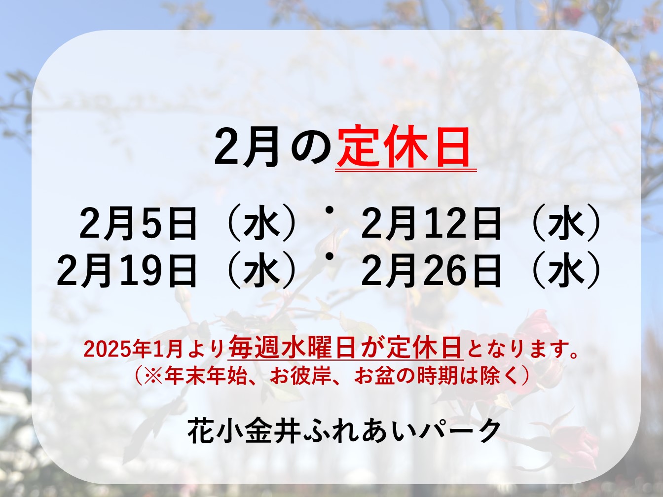 👹2月定休日のお知らせ⛄