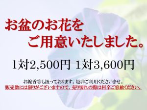 ⭐七月盆期間中にお参りの皆様へ⭐